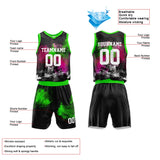 Custom Basketball Jersey Uniform Suit Printed Your Logo Name Number Splash-Rose-Neon Green