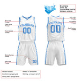 Custom Basketball Jersey Uniform Suit Printed Your Logo Name Number White-Light Blue