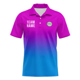 Custom Pink Purple Blue Football Polo Shirts Add Your Unique Logo/Name/Number