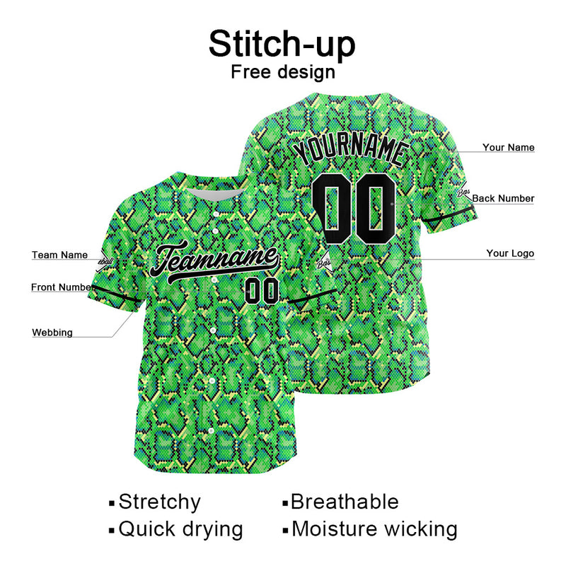 Custom Full Print Design Authentic Baseball Jersey green