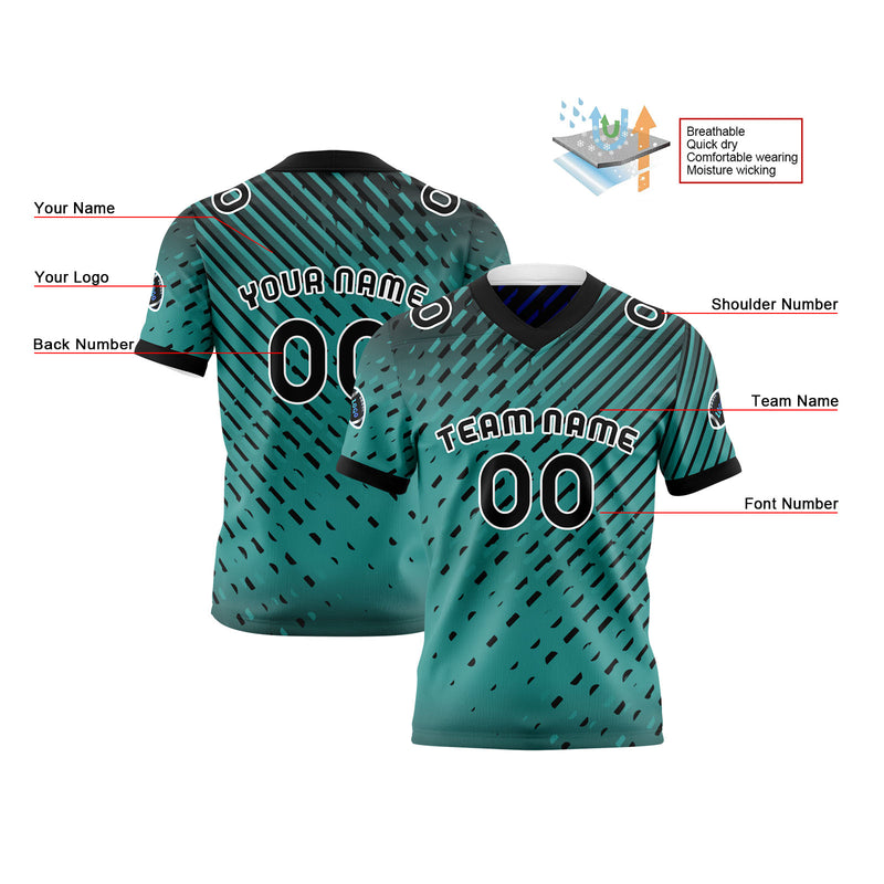 Custom Green Blue Football Jersey Personalized Gradient Football Shirts for Men Printed Team Name Number Logo