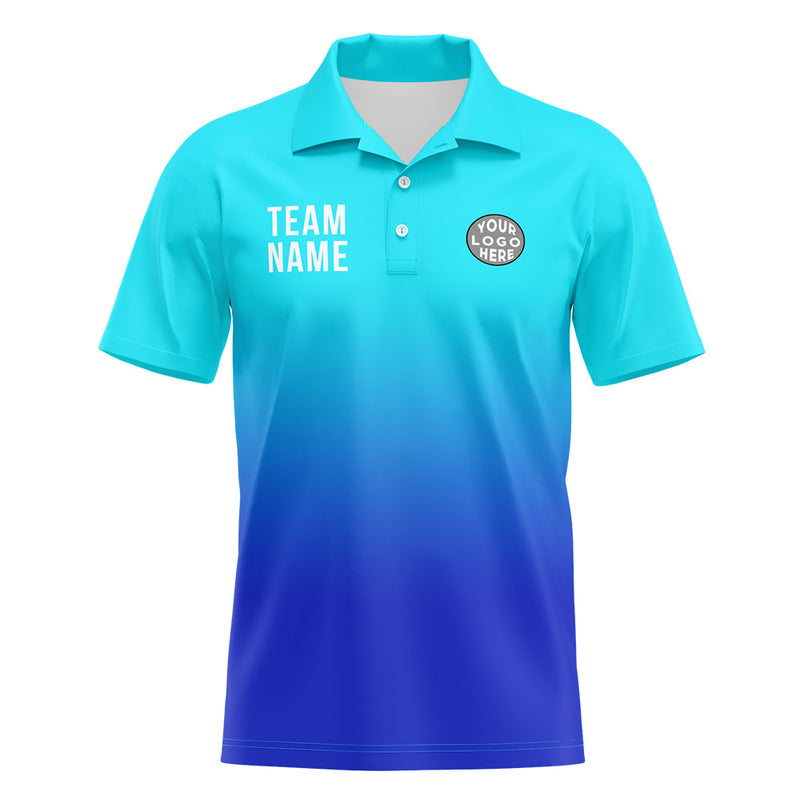 Custom Light Blue Blue Football Polo Shirts Add Your Unique Logo/Name/Number