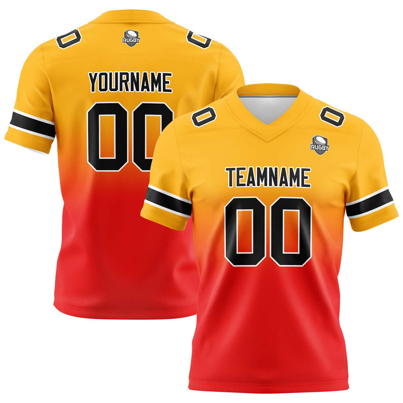 Custom Light Orange Red Gradient Football Jersey Personalized Football Shirts for Men Women  Printed Team Name Number Logo