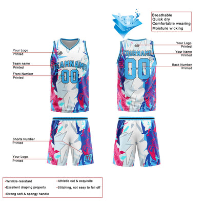 Custom Light Blue Basketball Jersey Uniform Suit Printed Your Logo Name Number enthsush