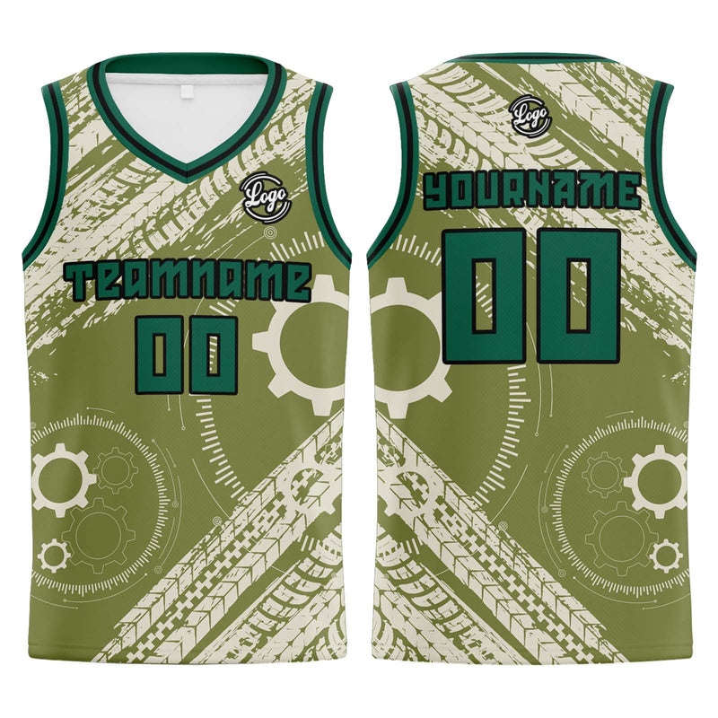 Custom Khaki Green Basketball Jersey Uniform Suit Printed Your Logo Name Number