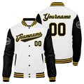 Custom Varsity Jacket Letterman jacket for Men, Women and Youth Black White Yellow enthsush