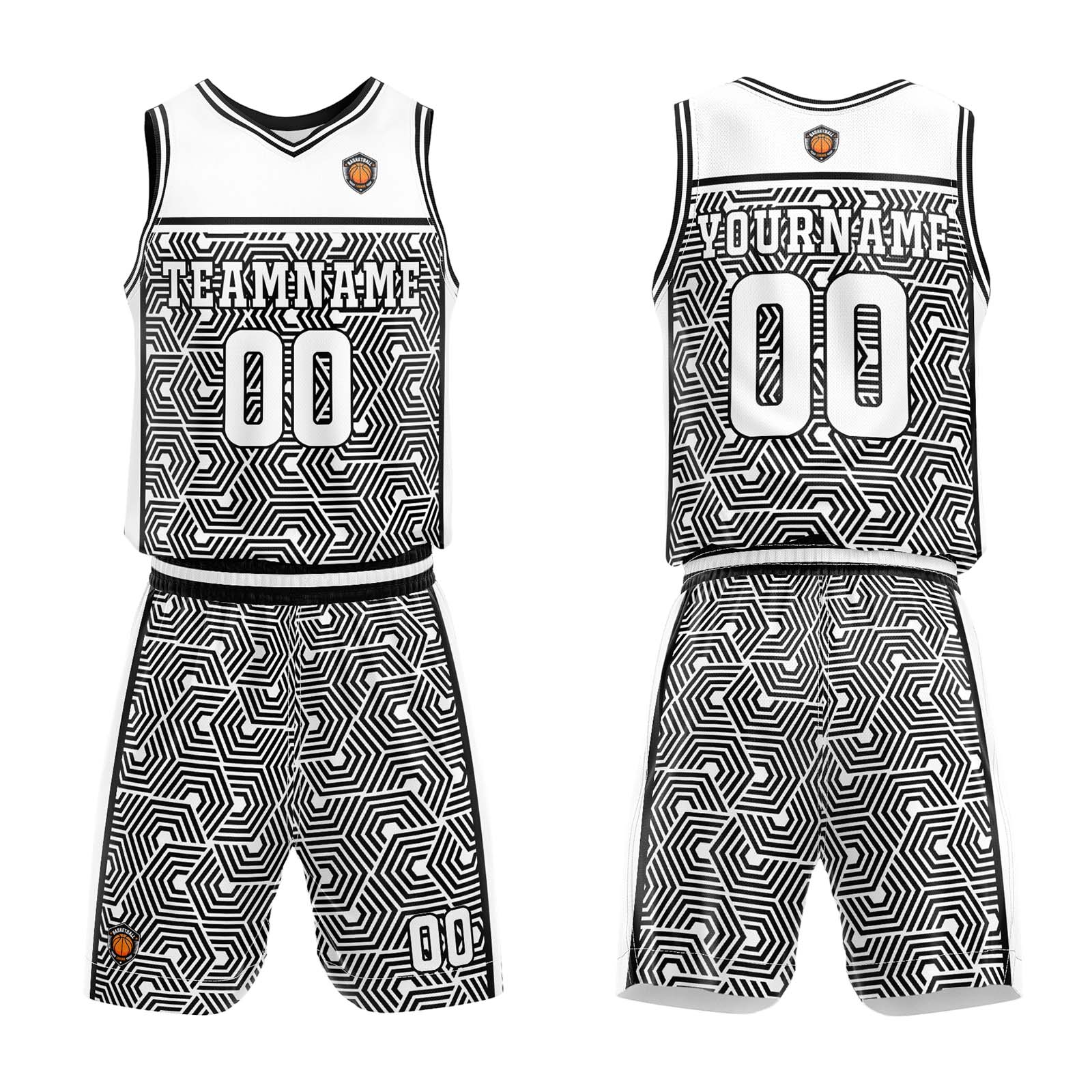 Custom White Black Basketball Jersey Uniform Suit Printed Your Logo Name Number enthsush