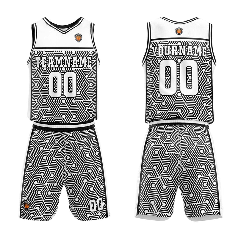 Custom White Black Basketball Jersey Uniform Suit Printed Your Logo Name Number