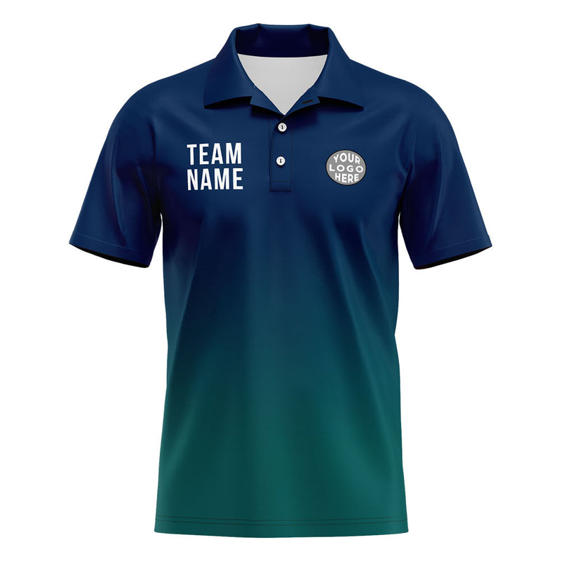 Custom Navy Green Football Polo Shirts Add Your Unique Logo/Name/Number