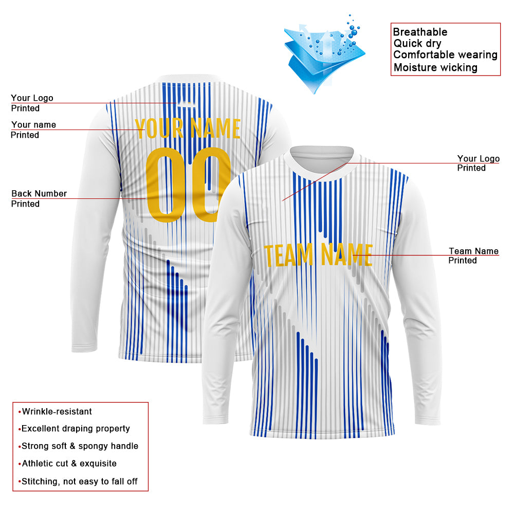 Custom Basketball Soccer Football Shooting Long T-Shirt for Adults and Kids White-Blue enthsush