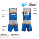 Custom Basketball Jersey Uniform Suit Printed Your Logo Name Number Gray-Gray Blue