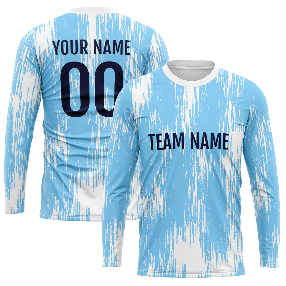 Custom Basketball Soccer Football Shooting Long T-Shirt for Adults and Kids Light Blue enthsush
