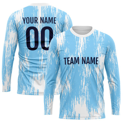 Custom Basketball Soccer Football Shooting Long T-Shirt for Adults and Kids Light Blue enthsush