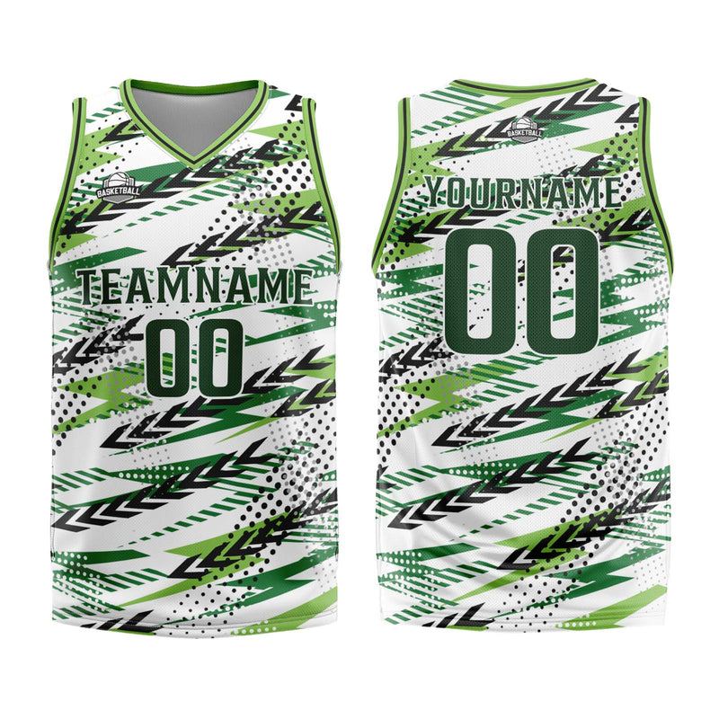 Custom White Green Basketball Jersey Uniform Suit Printed Your Logo Name Number