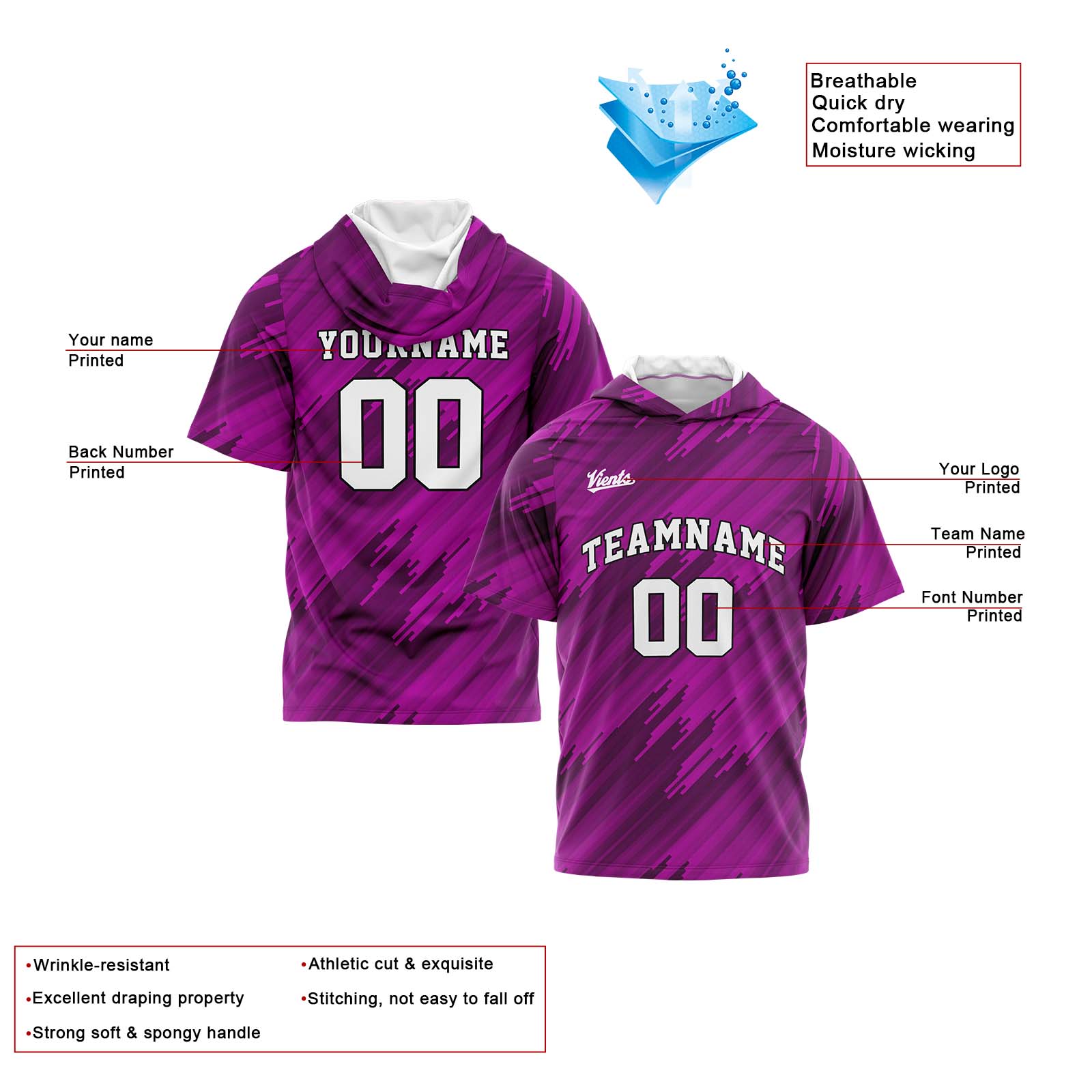 Custom Rose Short Sleeve Hoodies for Men Women Shirts with Hoods Printed Name Logo enthsush