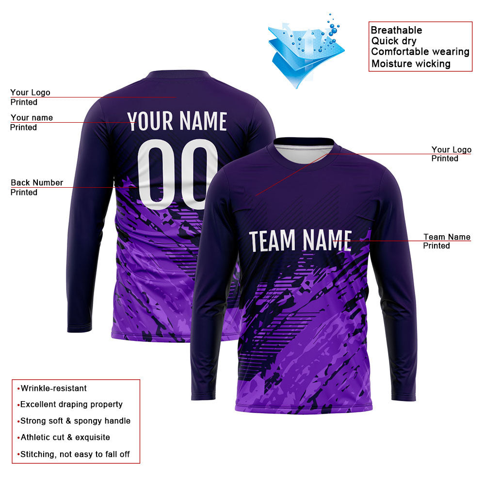 Custom Basketball Soccer Football Shooting Long T-Shirt for Adults and Kids Purple enthsush