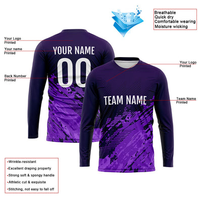 Custom Basketball Soccer Football Shooting Long T-Shirt for Adults and Kids Purple enthsush