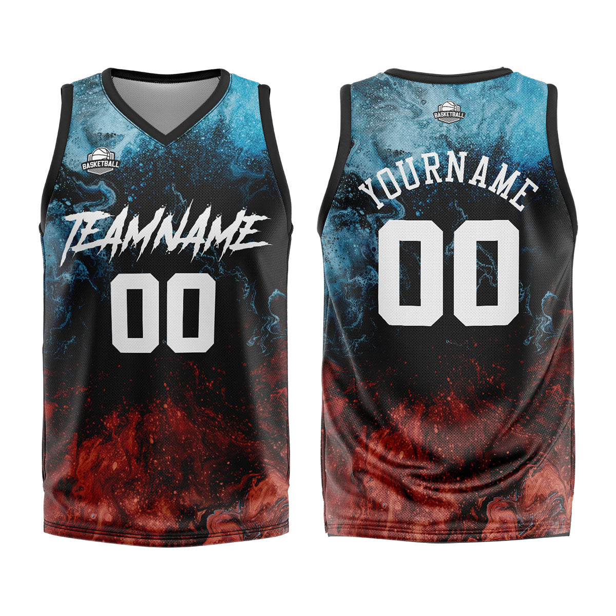 Custom Water and Fire Basketball Jersey Uniform Suit Printed Your Logo Name Number enthsush
