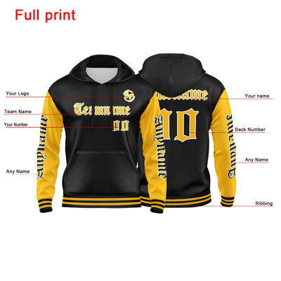 Custom Yellow Black Sweatshirt Hoodie For Men Women Girl Boy Print Your Logo Name Number enthsush