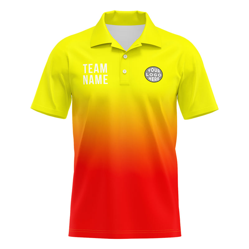 Custom Yellow Red Football Polo Shirts Add Your Unique Logo/Name/Number