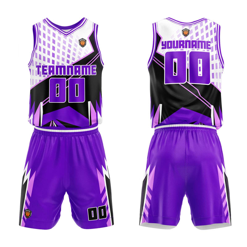 Custom Purple Basketball Jersey Uniform Suit Printed Your Logo Name Number