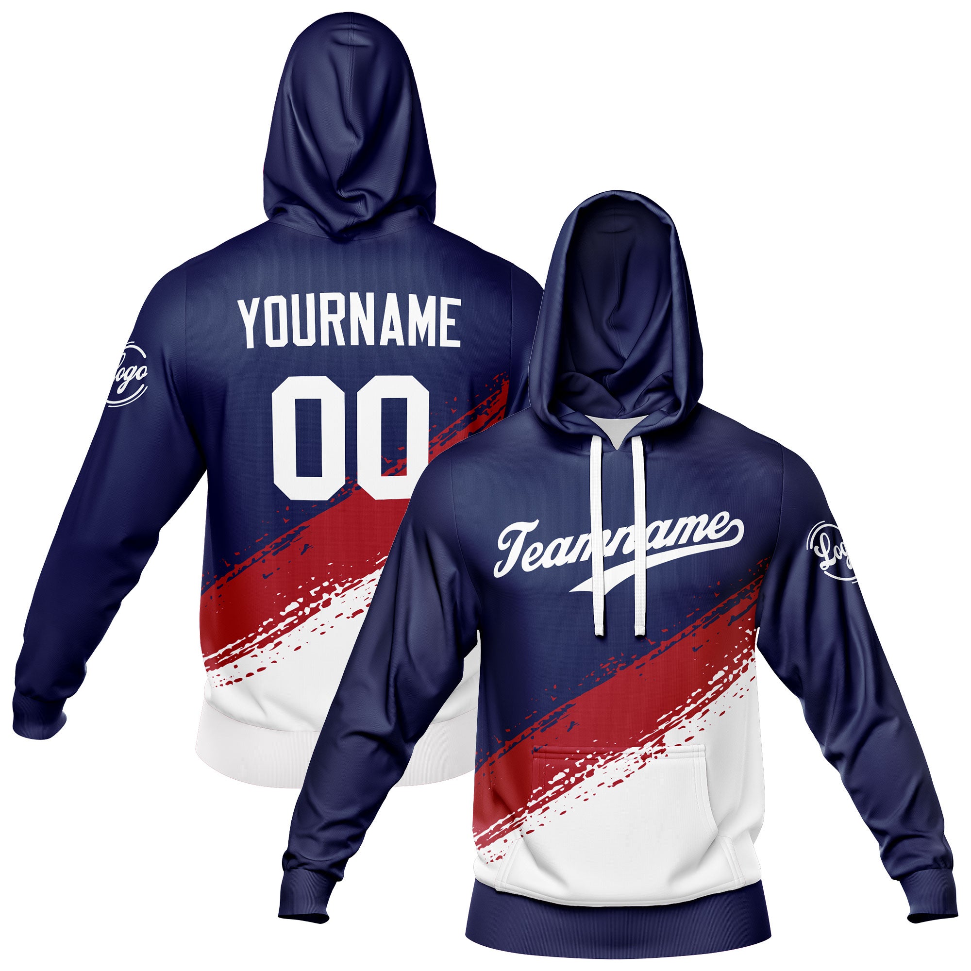 Custom Navy White Sweatshirt Hoodie For Men Women Girl Boy Print Your Logo Name Number enthsush
