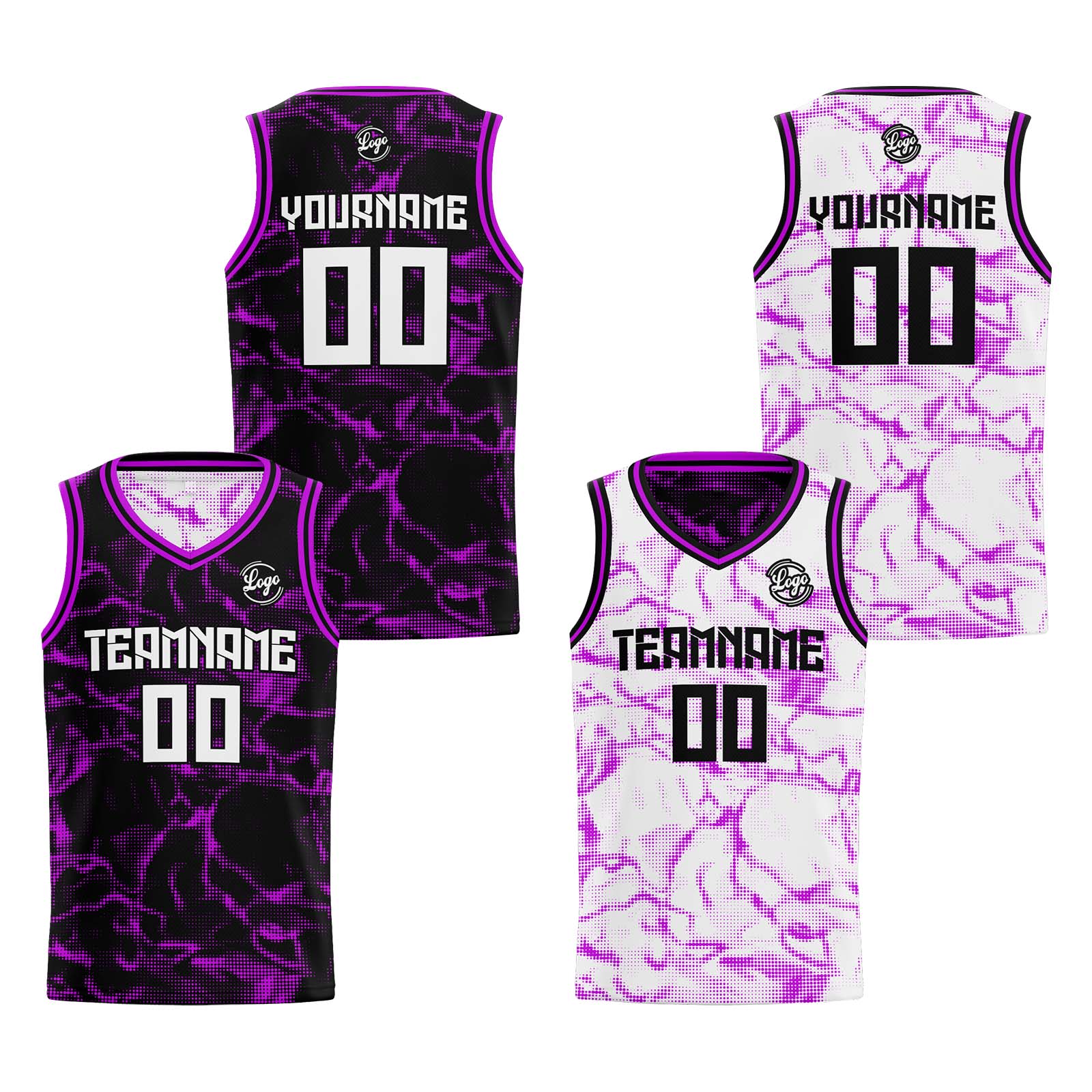 Custom Black Purple Reversible Basketball Suit for Adults and Kids Personalized Jersey enthsush