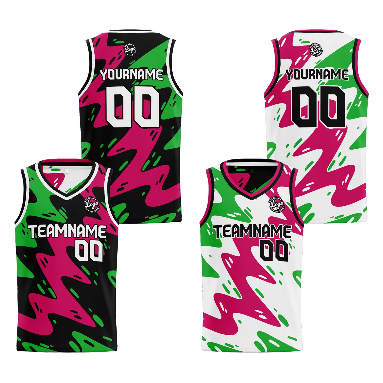 Custom Black Rose Green Reversible Basketball Suit for Adults and Kids Personalized Jersey enthsush