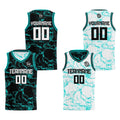 Custom Black Teal Reversible Basketball Suit for Adults and Kids Personalized Jersey enthsush