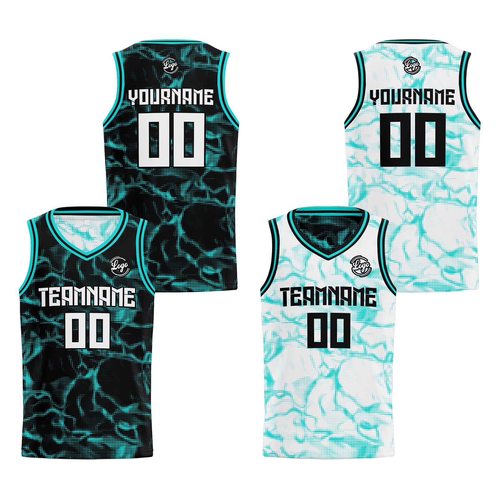 Custom Black Teal Reversible Basketball Suit for Adults and Kids Personalized Jersey enthsush