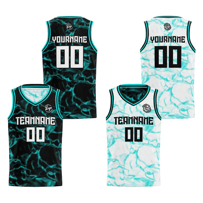 Custom Black Teal Reversible Basketball Suit for Adults and Kids Personalized Jersey enthsush