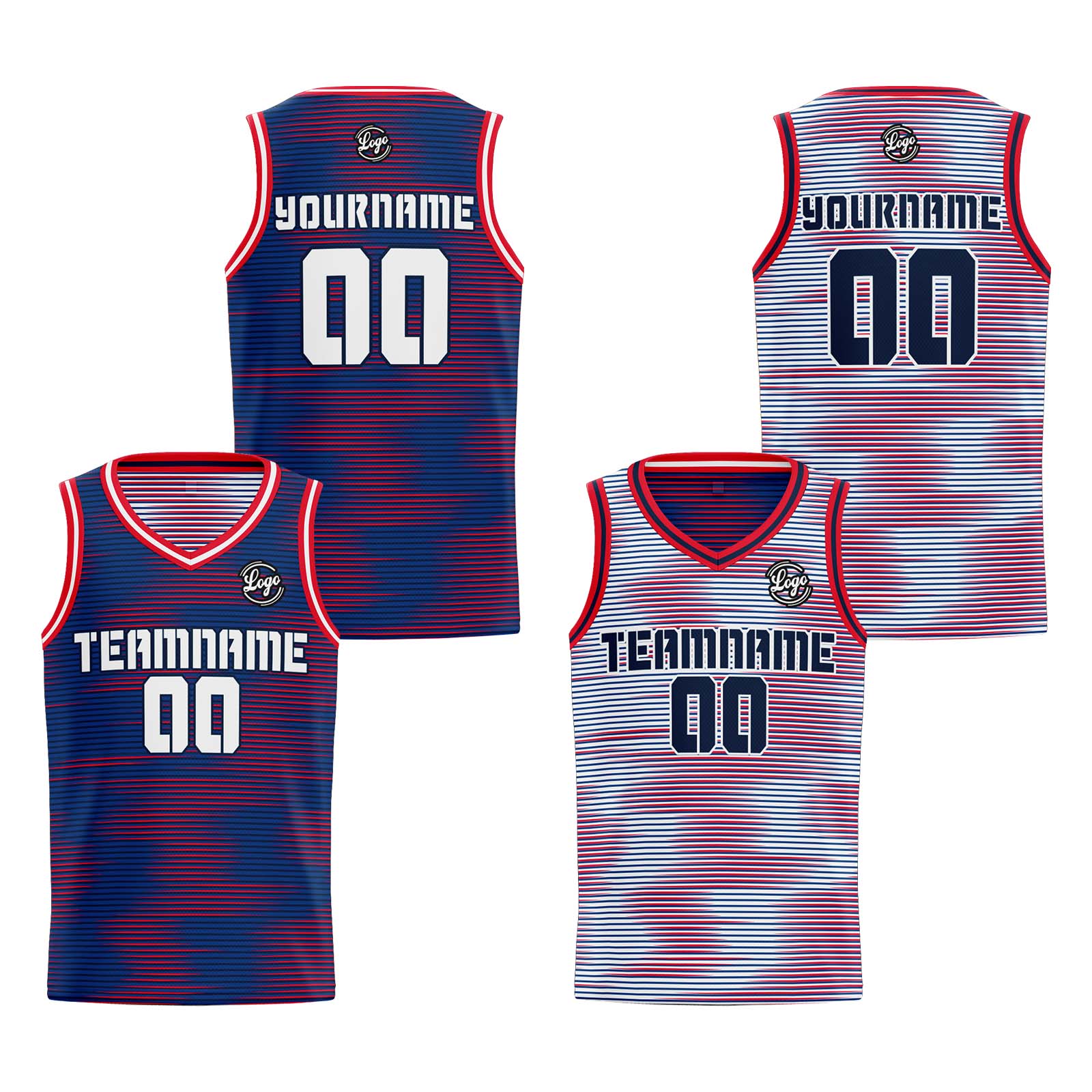 Custom Blue Red Reversible Basketball Suit for Adults and Kids Personalized Jersey enthsush