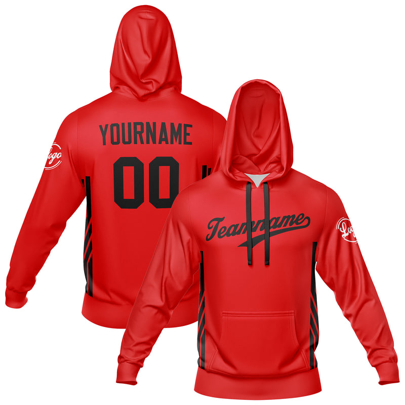 Custom Red Sweatshirt Hoodie For Men Women Girl Boy Print Your Logo Name Number