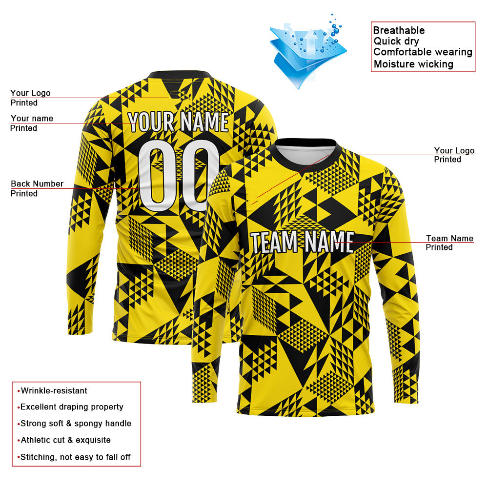 Custom Basketball Soccer Football Shooting Long T-Shirt for Adults and Kids Yellow-Black enthsush