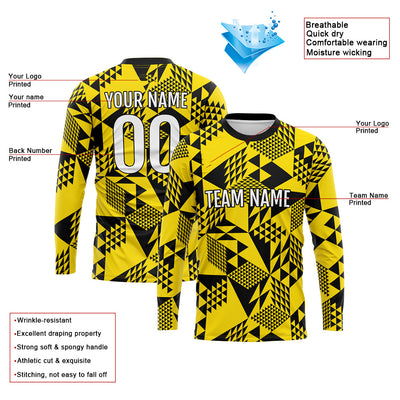 Custom Basketball Soccer Football Shooting Long T-Shirt for Adults and Kids Yellow-Black enthsush