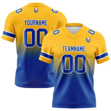 Custom Yellow&Blue Gradient Football Jersey Personalized Football Shirts for Men Women  Printed Team Name Number Logo