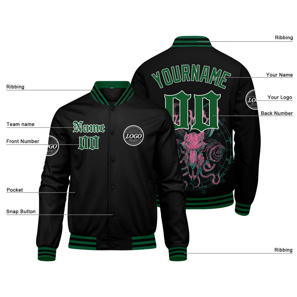 Custom Varsity Jacket Letterman jacket for Men, Women and Youth Green enthsush