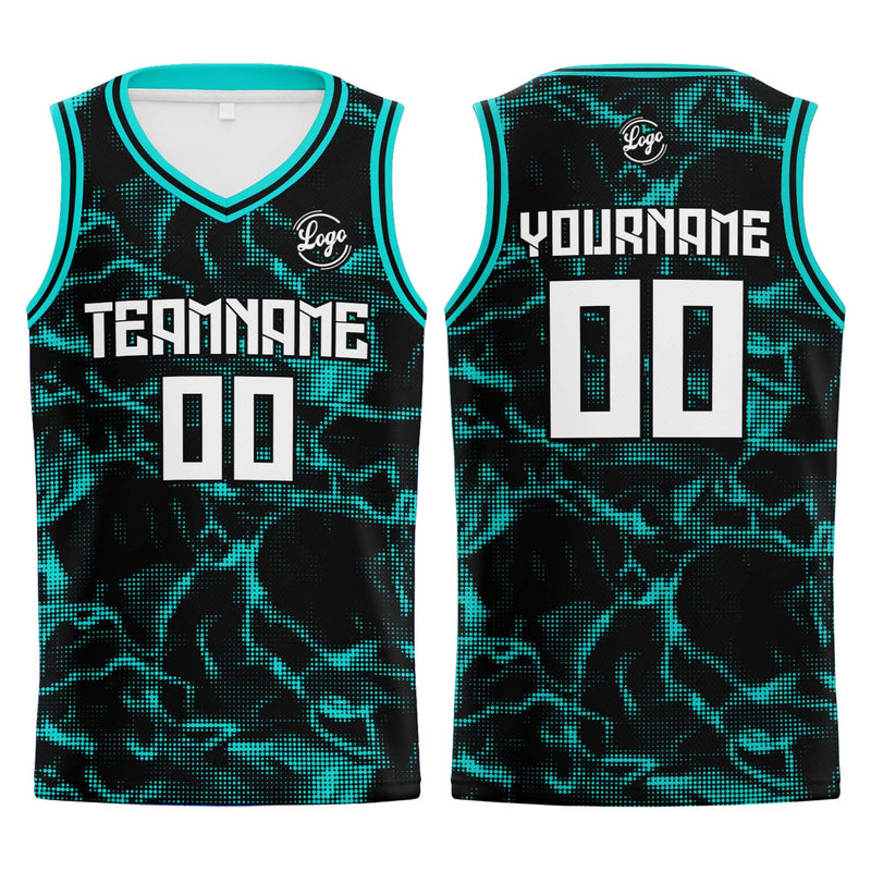 Custom Black Teal Basketball Jersey Uniform Suit Printed Your Logo Name Number