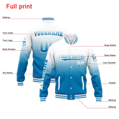Custom Varsity Jacket Letterman jacket for Men, Women and Youth White Blue Gradient enthsush