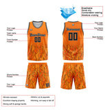 Custom Basketball Jersey Uniform Suit Printed Your Logo Name Number Flame&Orange
