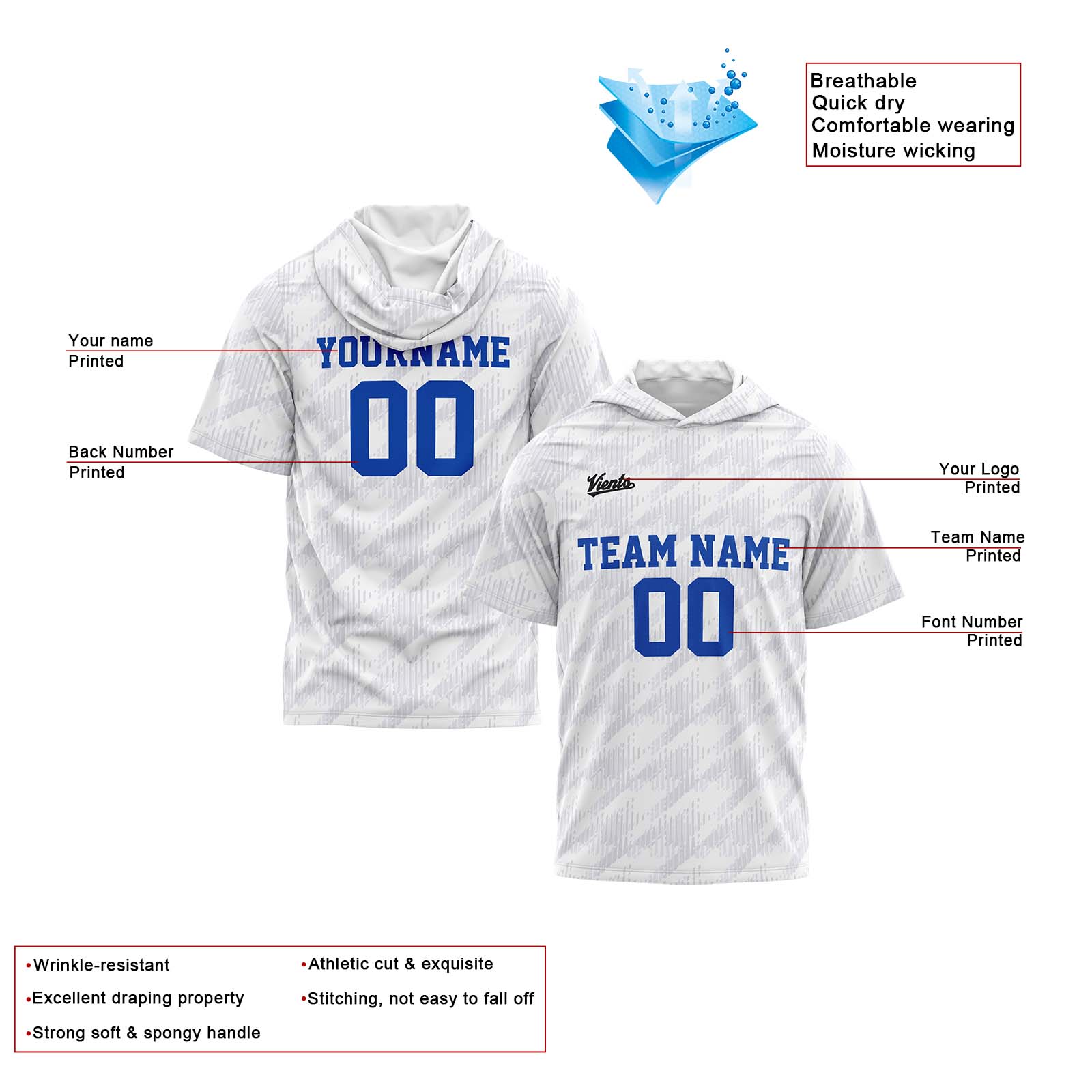 Custom White Sleeve Hoodies for Men Women Shirts with Hoods Printed Name Logo enthsush