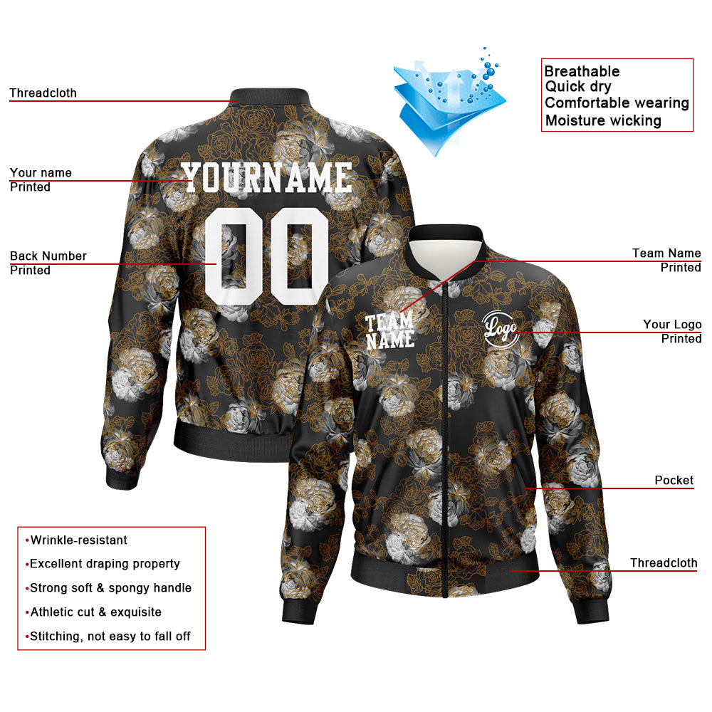 Custom Long Sleeve Windbreaker Jackets Uniform Printed Your Logo Name Number Flower enthsush