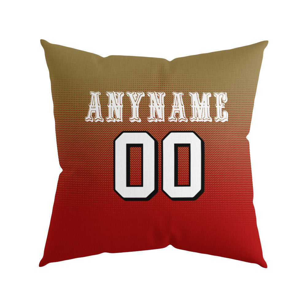 Custom Football Throw Pillow for Men Women Boy Gift Printed Your Personalized Name Number Red&Gold&White enthsush
