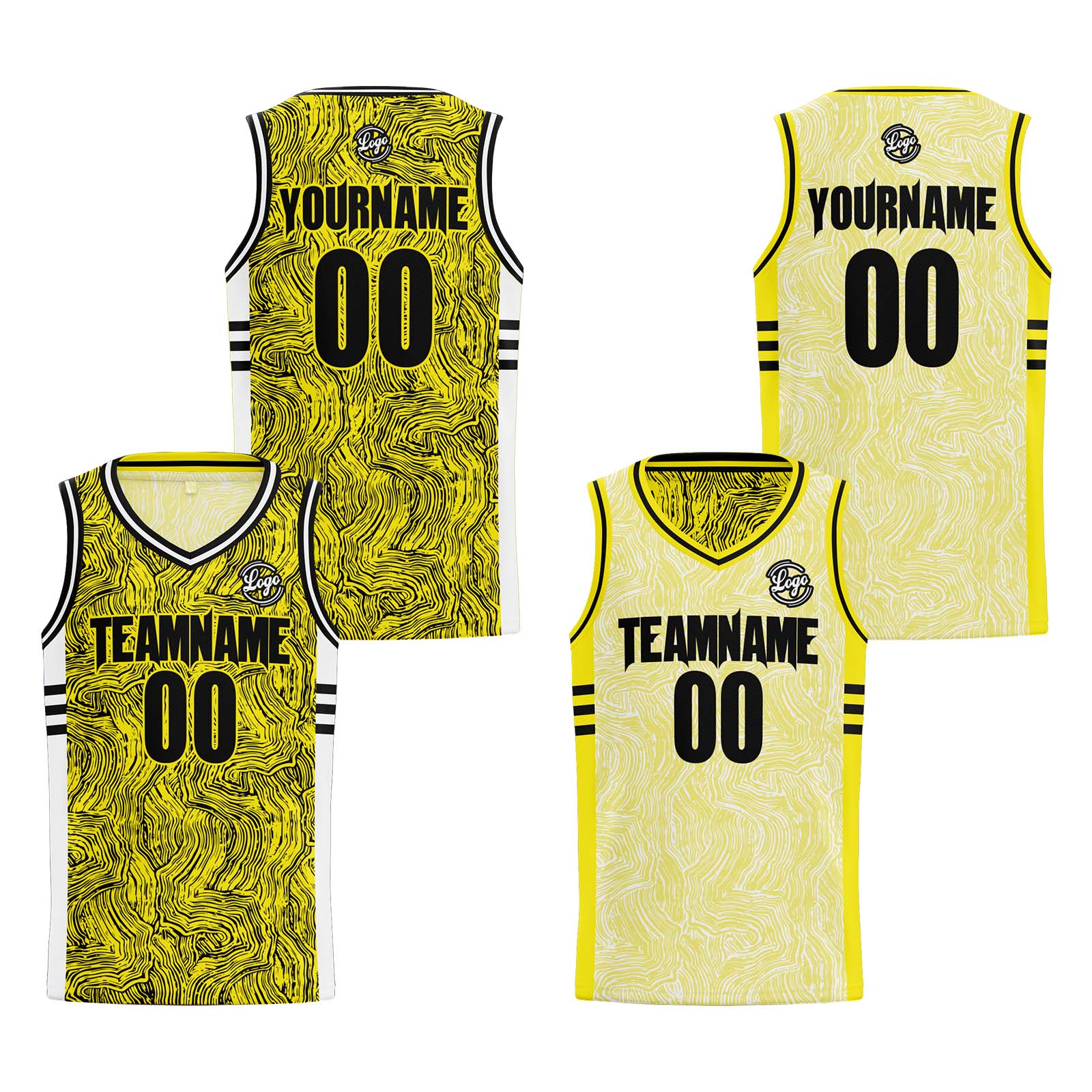 Custom Black Yellow Reversible Basketball Suit for Adults and Kids Personalized Jersey enthsush