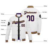 Custom Varsity Jacket Letterman jacket for Men, Women and Youth Purple White Yellow