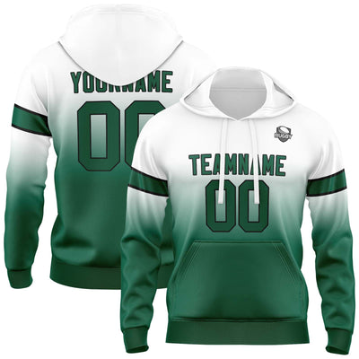 Custom Gradient Hoodie For Man Woman Girl Boy Print Your Logo Name Number White&Green enthsush