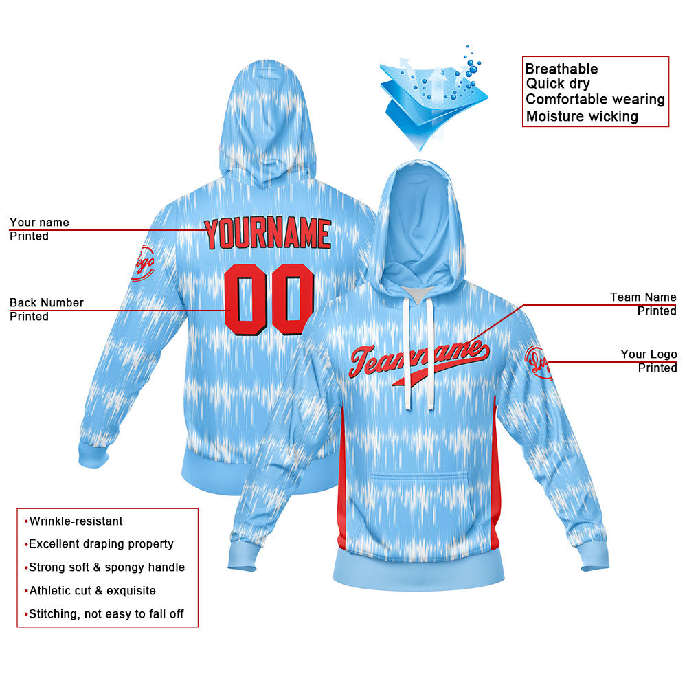 Custom Light Blue Sweatshirt Hoodie For Men Women Girl Boy Print Your Logo Name Number enthsush