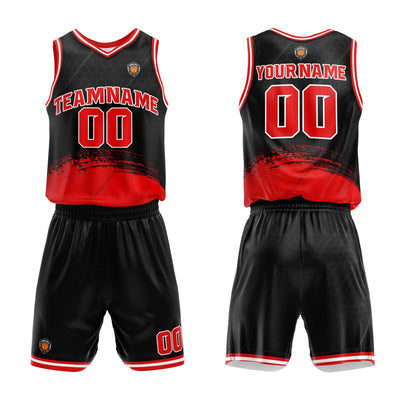 Custom Black Red Basketball Jersey Uniform Suit Printed Your Logo Name Number enthsush