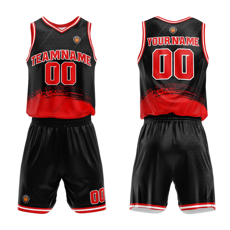 Custom Black Red Basketball Jersey Uniform Suit Printed Your Logo Name Number