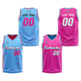 Custom Reversible Basketball Suit for Adults and Kids Personalized Jersey Light Blue-Pink